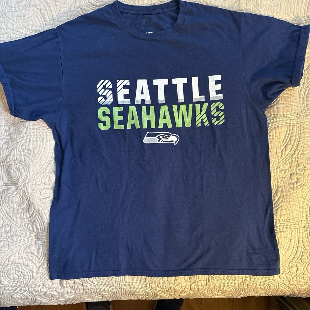 Seattle Seahawks NFL Team Apparel Womens Navy T-Shirt Logo Medium